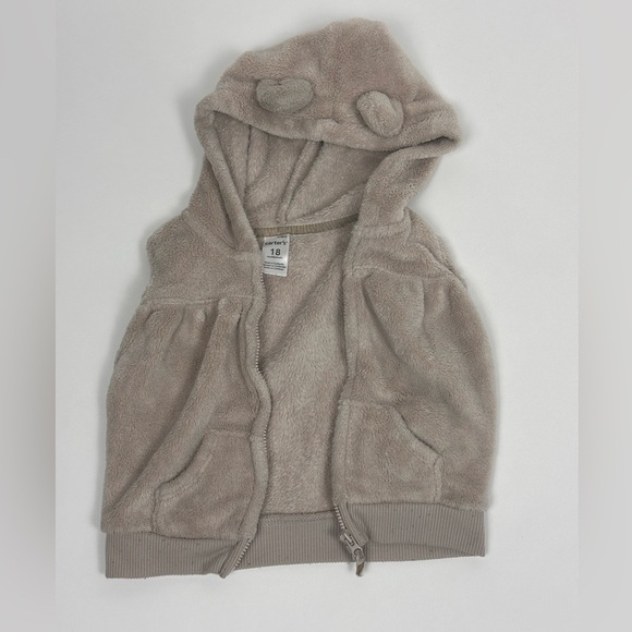 Toddler Girl Bear Fleece Zip Up Vest - Picture 2 of 4